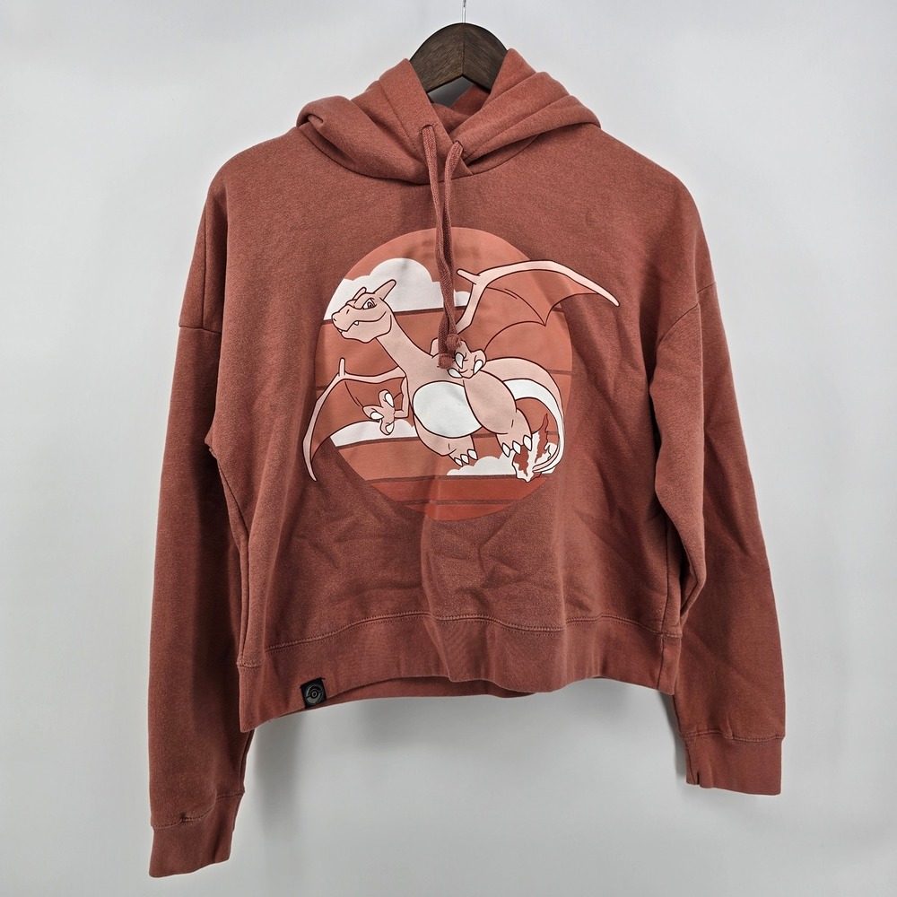 Pokemon Center Charizard Cropped Hoodie Womens Medium Orange Nintendo B24